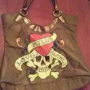 AUTHENTIC ED HARDY LOVE KILLS SLOWLY PURSE